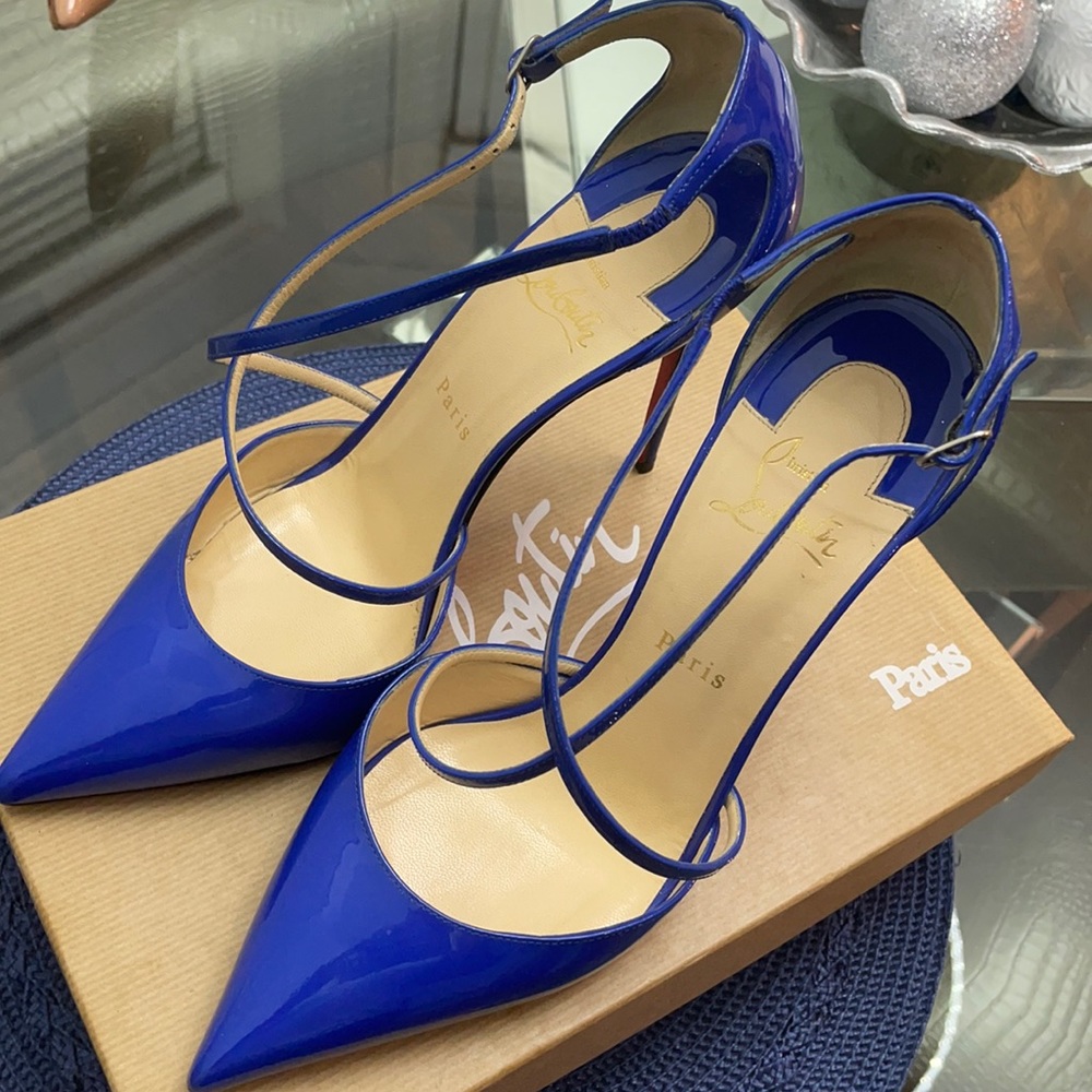 Christian Louboutin Blue Cross Blake 100 mm patent